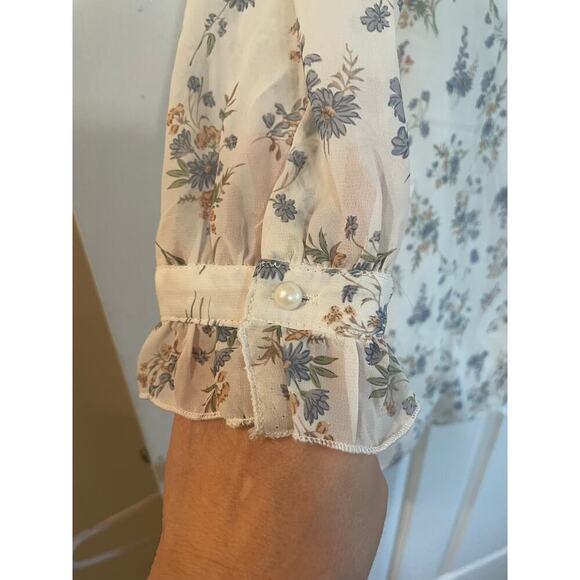 Allegra K Floral Chiffon Ruffle Mock Neck Swing Dress size medium - Picture 6 of 14